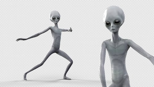 Animated 3D Grey Alien Performing Dance Moves