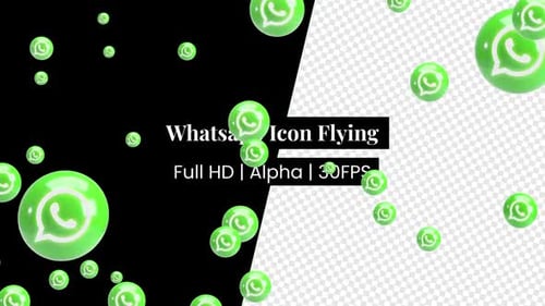 3D Green WhatsApp Icons Floating Animation