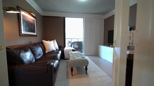 Elegant Living Room Interior Design with Brown Couch