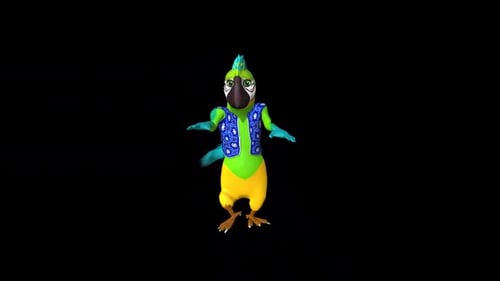 Animated Cartoon Parrot Character Dancing Loop