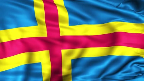 Realistic Waving Åland Islands Flag Loop