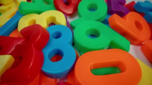Colorful Plastic Numbers for Educational Purposes Close-Up