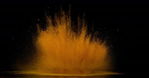 Turmeric, curcuma longa, Powder falling against Black Background, Indian Spice, Slow Motion 4K