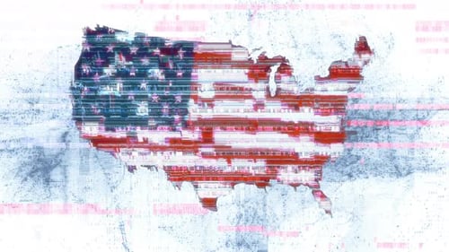 Glitch Effect United States Map Digital Technology Animation