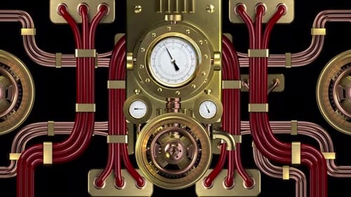 Steampunk-Mechanismus mit Indikatoren