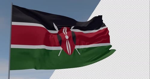 Realistic Kenya Flag Waving Loop
