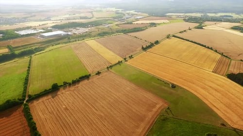 Aerial View of Agricultural Farm Fields