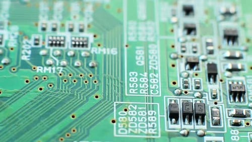 Green Circuit Board Close Up Macro Shot