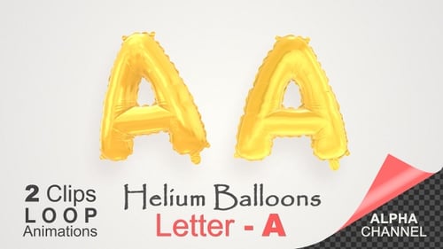 Floating Gold Foil Balloon Letter A Animation