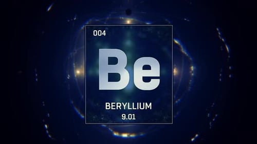 Beryllium als Element 4 des Periodensystems auf blauem Hintergrund