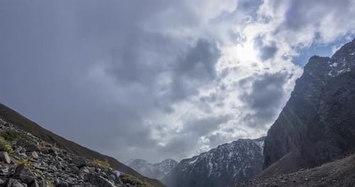 Timelapse of Epic Clouds in Mountain Valley at Summer or Autumn Time