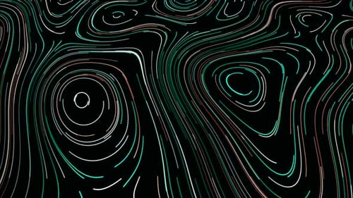 Visualisation abstraite de silhouettes de vacuoles en déplaçant des lignes étroites au néon sur un fond noir