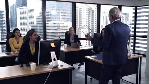 Senior Leader Giving Advice Speech to Team Members