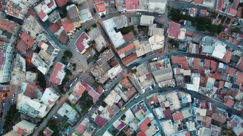 Aerial view of the poor quarter of the old eastern city.