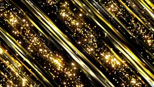 Sparkling Golden Diagonal Lines and Glitter Particles Background