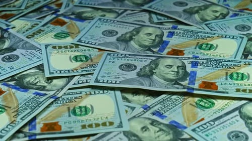 Pile of Hundred Dollar Bills Close Up