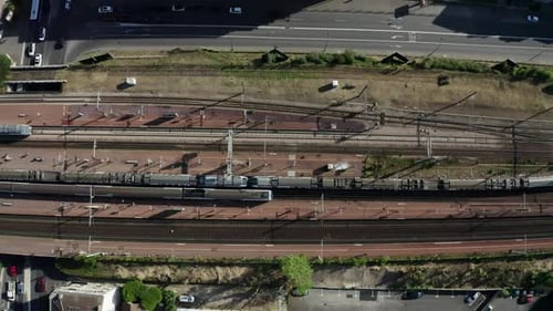 City Train Station Rail Ways Aerial Drone View