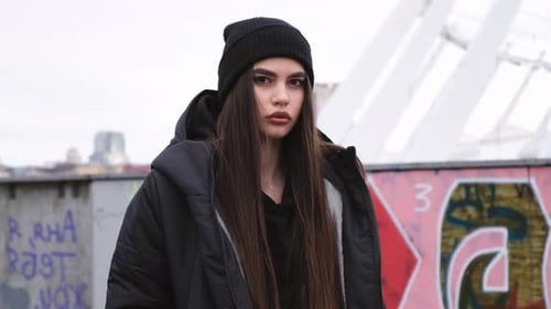 Stylish Young Woman in Urban Setting