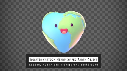 3D Cartoon Heart-Shaped Earth Rotating Animation with Face