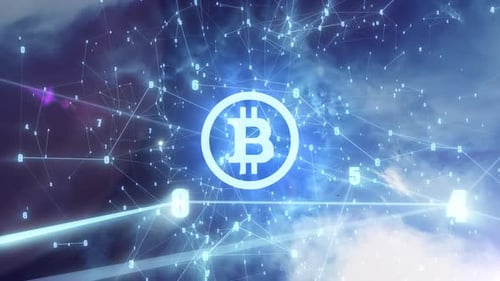 Futuristic Bitcoin Cryptocurrency Network Technology Background Loop