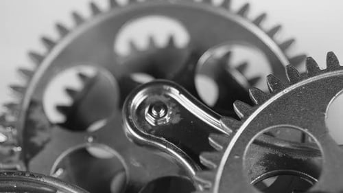 Rotating Gears Mechanism Close-up