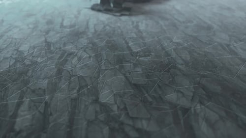 Cracked rocky ground, movement of the quake.