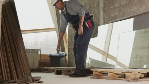 Construction Worker Having Break