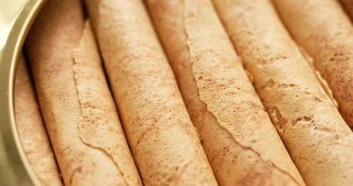 Delicious Crispy Rolled Wafers in Metallic Container