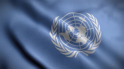 Realistic United Nations Flag Waving Loop Background Animation
