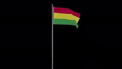 Realistic Bolivian National Flag Waving on a Pole
