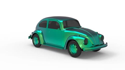 Rotating Iridescent Green Classic Car 3D Render