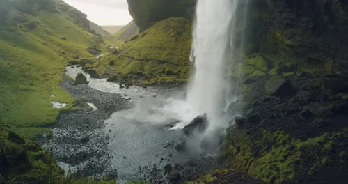 Beautiful Kvernufoss Hidden Waterfall in the Southern Region of Iceland