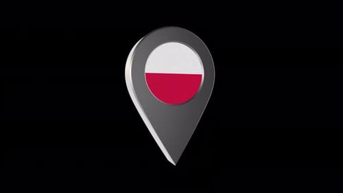 Rotating 3D Poland Map Pointer Location Pin Animation