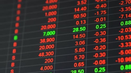 Stock market price board in economic crisis.