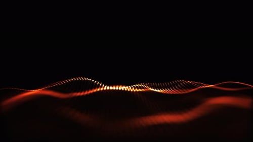 Partículas de ondas digitais vermelhas futuristas fluindo 01