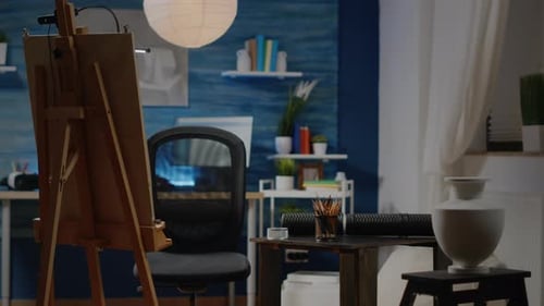 Nobody in Creativity Studio with Artistic Drawings