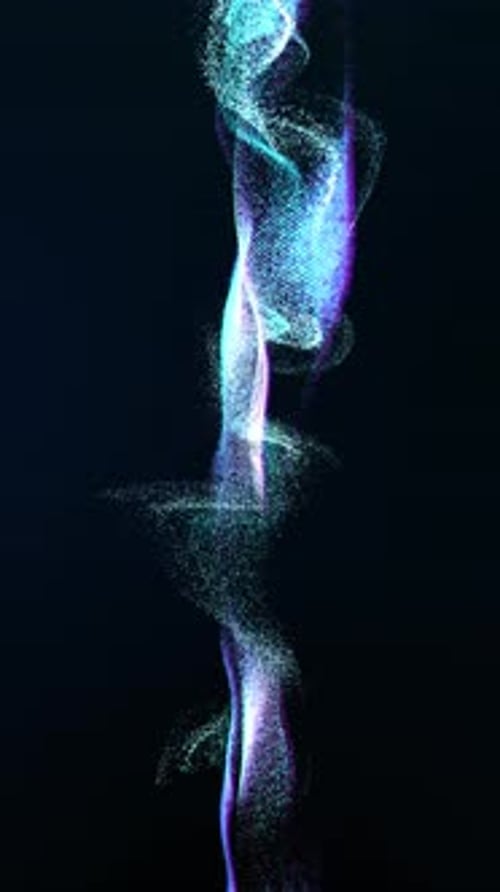 Futuristic mysterious digitally generated motion graphic particles wave flowing abstract in cyber sp