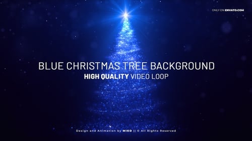 Glowing Blue Particle Christmas Tree Animation