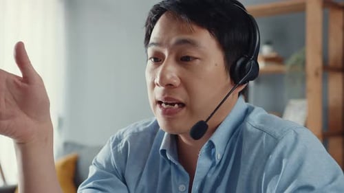 Professional Man Speaking with Headset