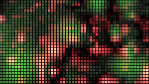 Dynamic Digital Pixel Grid Animation with Shifting Colors