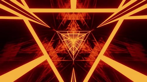 Orange Warm Hell Kaleidoscope Neon Tunnel Vj Loop Background With Reflection HD