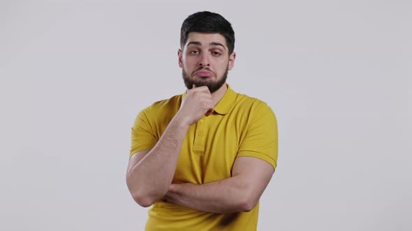 Portrait of Hesitant Man on White Background, People Stock Footage ft ...