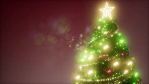Animated Christmas Tree Background with Twinkling Lights and Star
