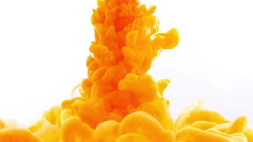 Cloud of orange ink isolated.