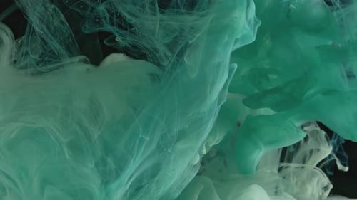 Abstract Light Green and White Ink Swirls