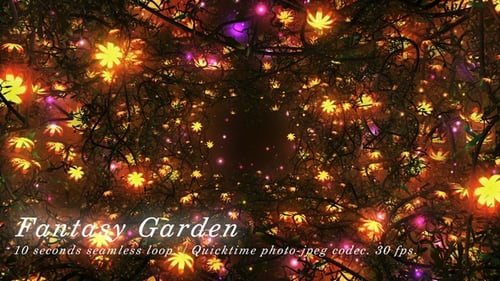 Abstract Glowing Flowers and Twigs Tunnel Loop