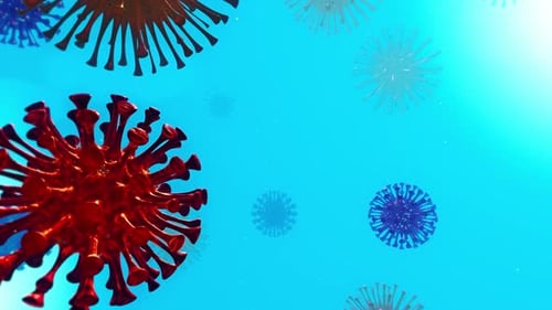 Animated 3D Virus Particles on Blue Science Background