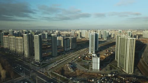 Cityscape Aerial View of Modern Buildings and Roads