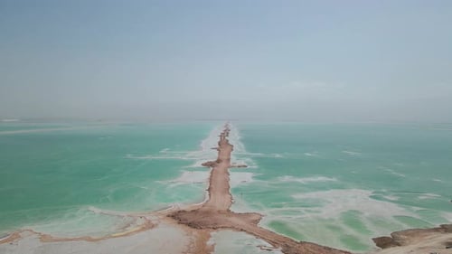Dead Sea Salt Lake At Israel In Tilt Aerial Drone Shot