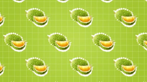Seamless Durian Fruit Pattern Loop Animation